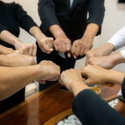 Young group are join hands for working the job success , Hands, symbolizing the hands to unity and line connection for teamwork ,success ,helps , business concept.